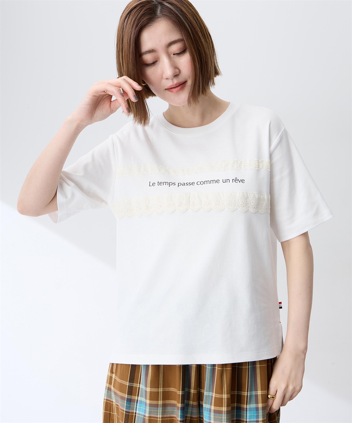 Petit Honfleur レースロゴプリントTシャツ【接触冷感・UVカット・オーガニックコットンブレンド】_sub_7