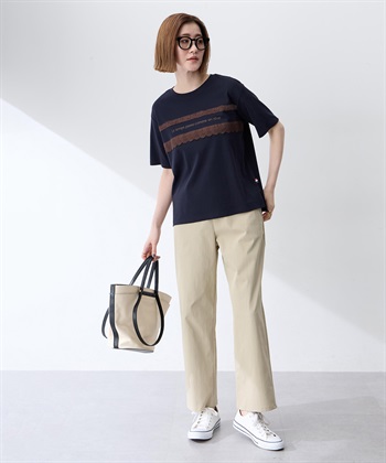 Petit Honfleur レースロゴプリントTシャツ【接触冷感・UVカット・オーガニックコットンブレンド】_subthumb_11