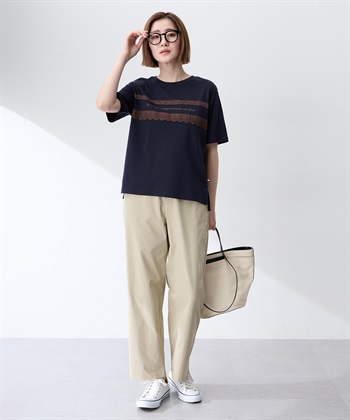 Petit Honfleur レースロゴプリントTシャツ【接触冷感・UVカット・オーガニックコットンブレンド】_subthumb_12