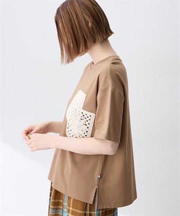 Petit Honfleur レースモチーフTシャツ【接触冷感・UVカット・オーガニックコットンブレンド】_subthumb_1