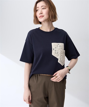Petit Honfleur レースモチーフTシャツ【接触冷感・UVカット・オーガニックコットンブレンド】_subthumb_3