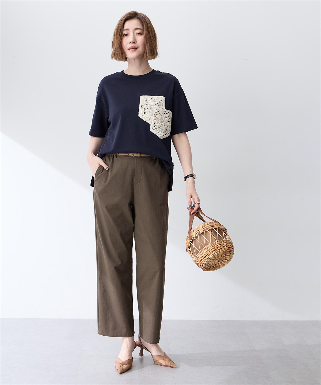 Petit Honfleur レースモチーフTシャツ【接触冷感・UVカット・オーガニックコットンブレンド】_sub_5