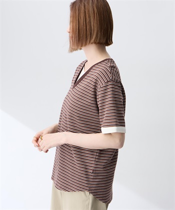 Petit Honfleur レイヤード風ボーダーVネックTシャツ_subthumb_1