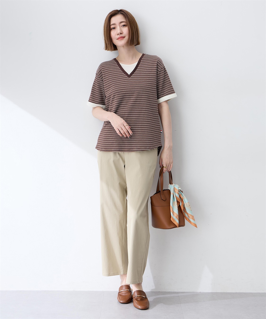 Petit Honfleur レイヤード風ボーダーVネックTシャツ_sub_6