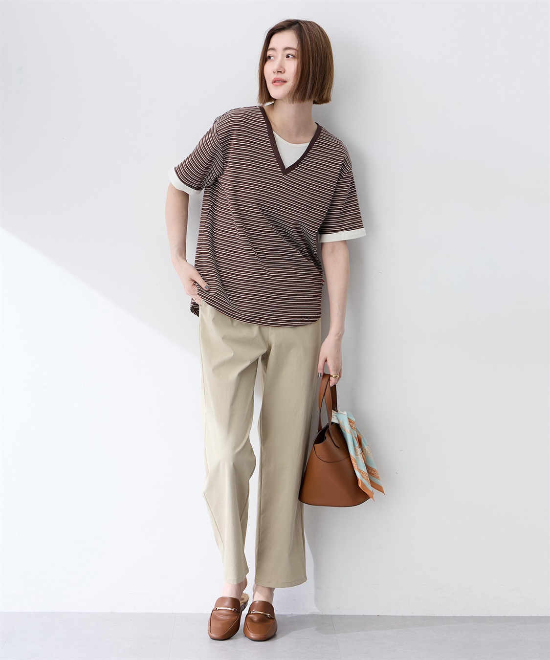 Petit Honfleur レイヤード風ボーダーVネックTシャツ_sub_7