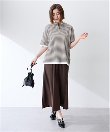 Petit Honfleur レイヤード風ヘンリーネックボーダーTシャツ_subthumb_7