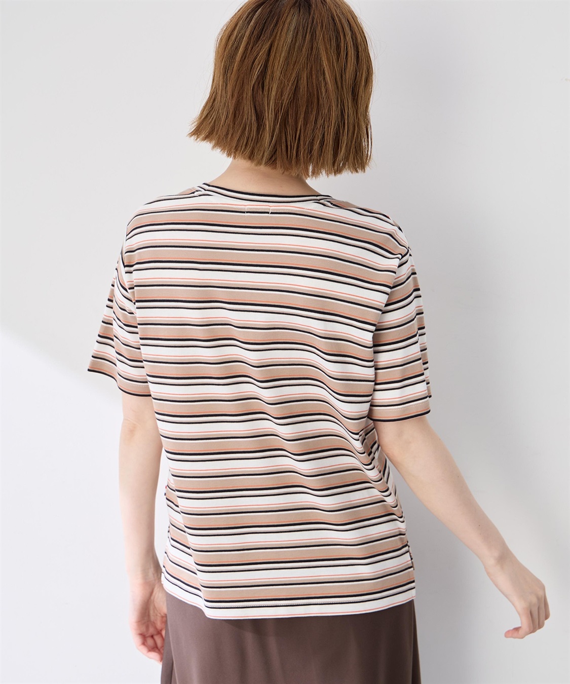 Petit Honfleur ワンポイント刺しゅうボーダーTシャツ【接触冷感・UVカット・オーガニックコットンブレンド】_sub_4