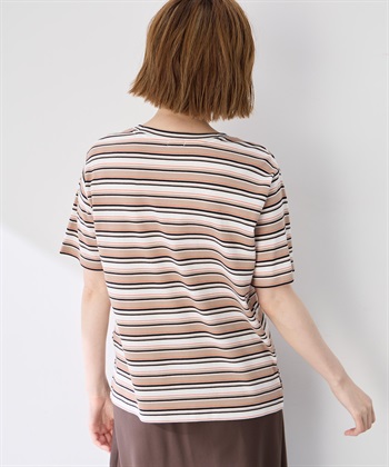 Petit Honfleur ワンポイント刺しゅうボーダーTシャツ【接触冷感・UVカット・オーガニックコットンブレンド】_subthumb_4