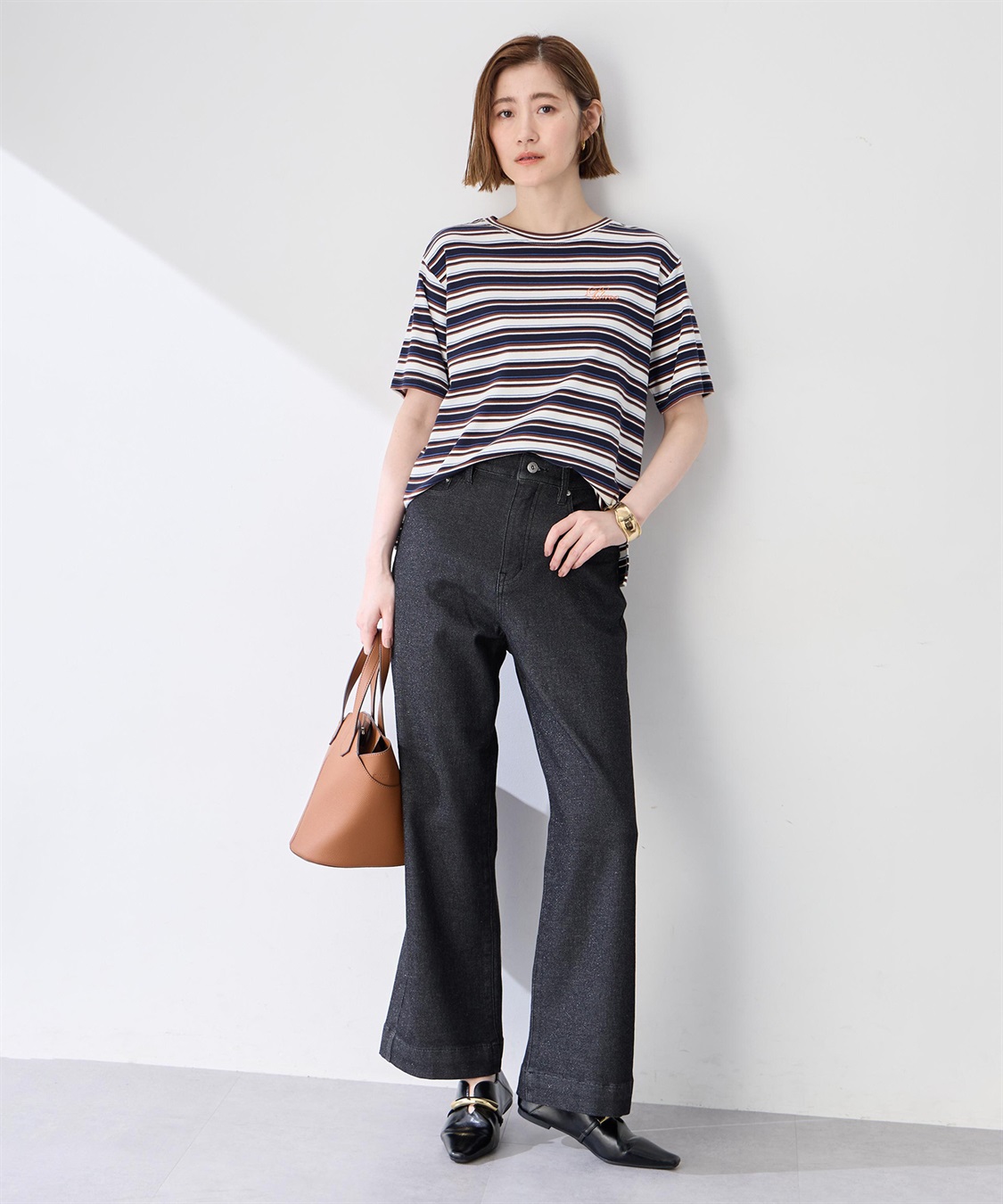 Petit Honfleur ワンポイント刺しゅうボーダーTシャツ【接触冷感・UVカット・オーガニックコットンブレンド】_sub_8