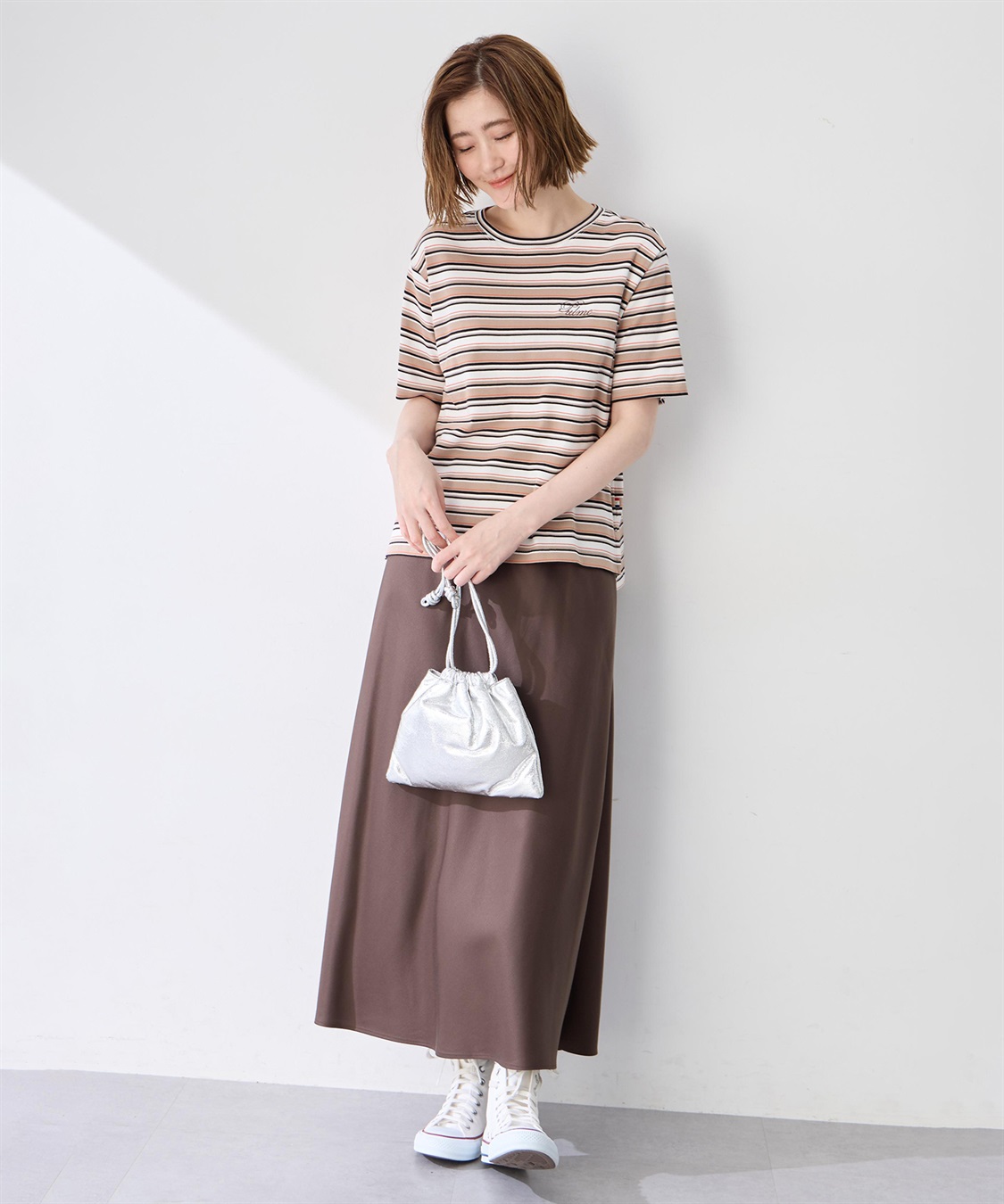 Petit Honfleur ワンポイント刺しゅうボーダーTシャツ【接触冷感・UVカット・オーガニックコットンブレンド】_sub_13