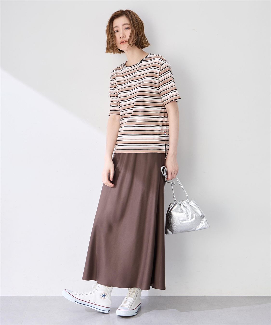 Petit Honfleur ワンポイント刺しゅうボーダーTシャツ【接触冷感・UVカット・オーガニックコットンブレンド】_sub_14