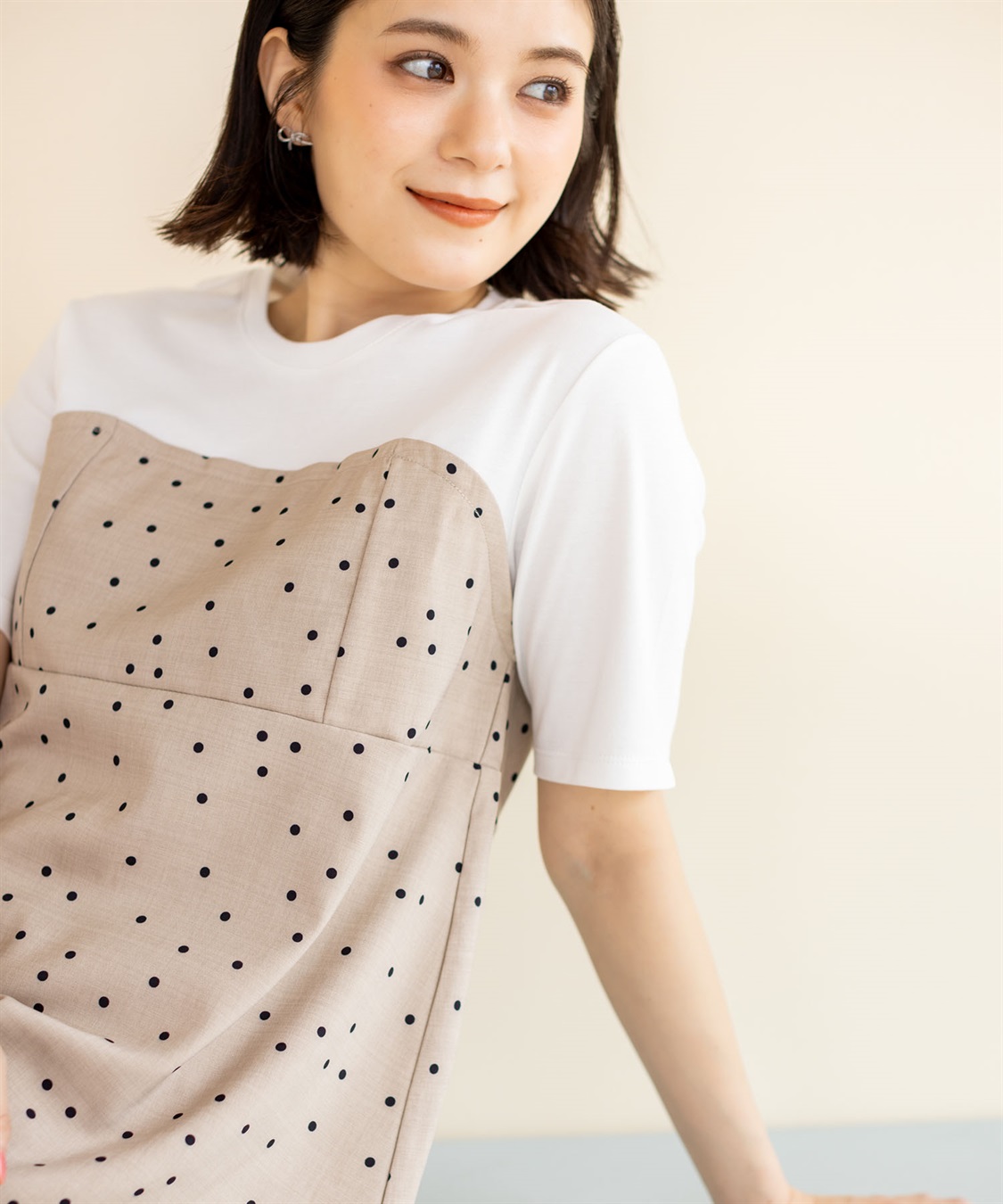 Petit Honfleur ビスチェレイヤード風Tシャツ【接触冷感・UVカット・オーガニックコットンブレンド】_sub_2