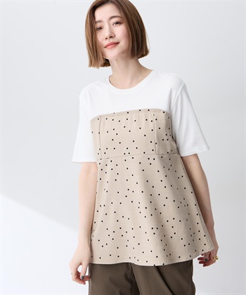 Petit Honfleur ビスチェレイヤード風Tシャツ【接触冷感・UVカット・オーガニックコットンブレンド】_subthumb_4
