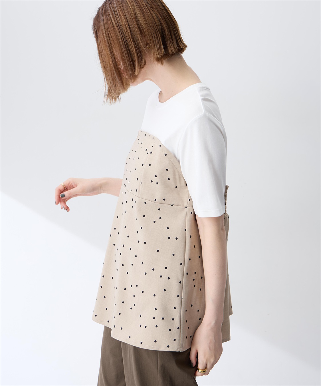 Petit Honfleur ビスチェレイヤード風Tシャツ【接触冷感・UVカット・オーガニックコットンブレンド】_sub_5