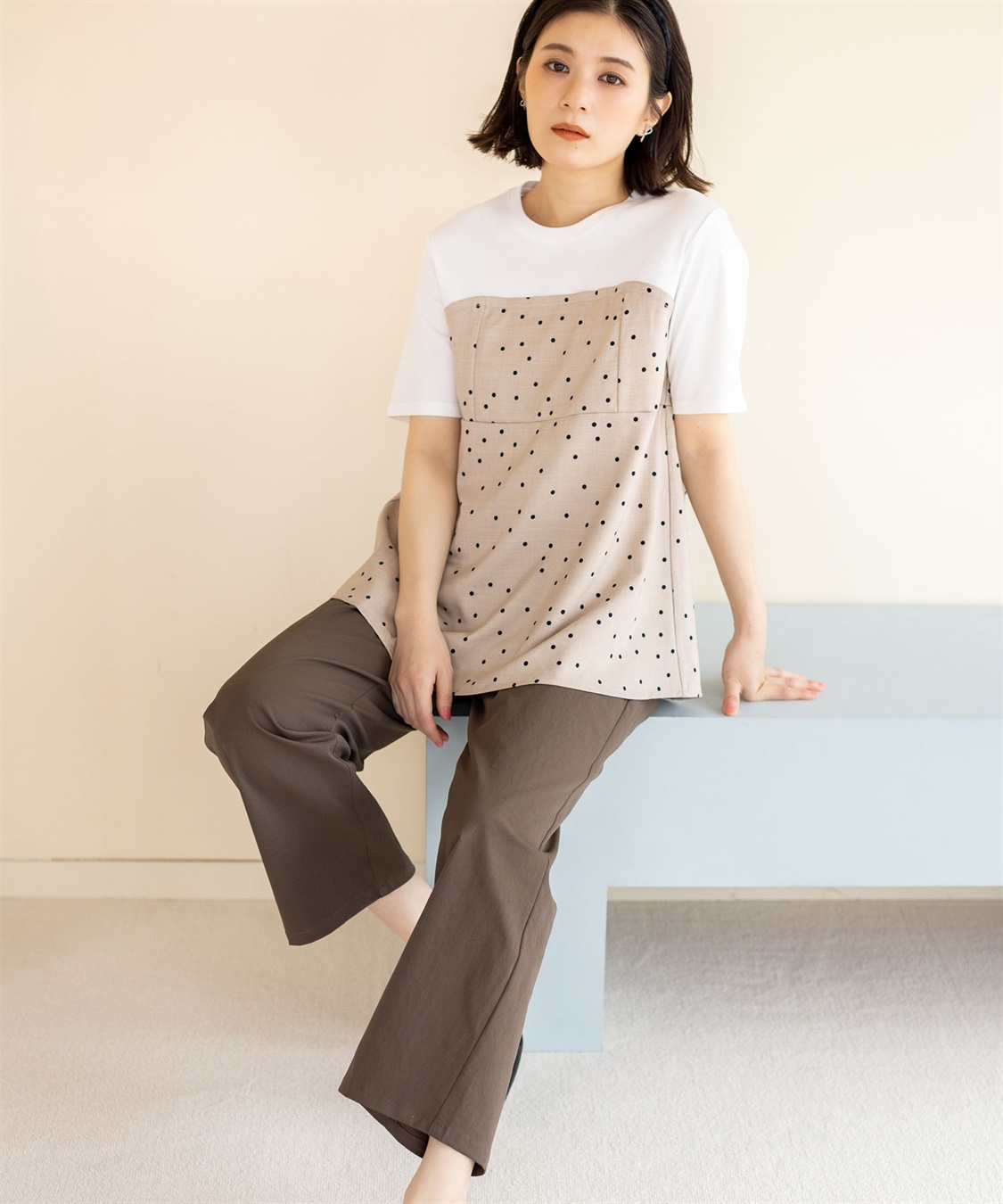 Petit Honfleur ビスチェレイヤード風Tシャツ【接触冷感・UVカット・オーガニックコットンブレンド】_sub_8