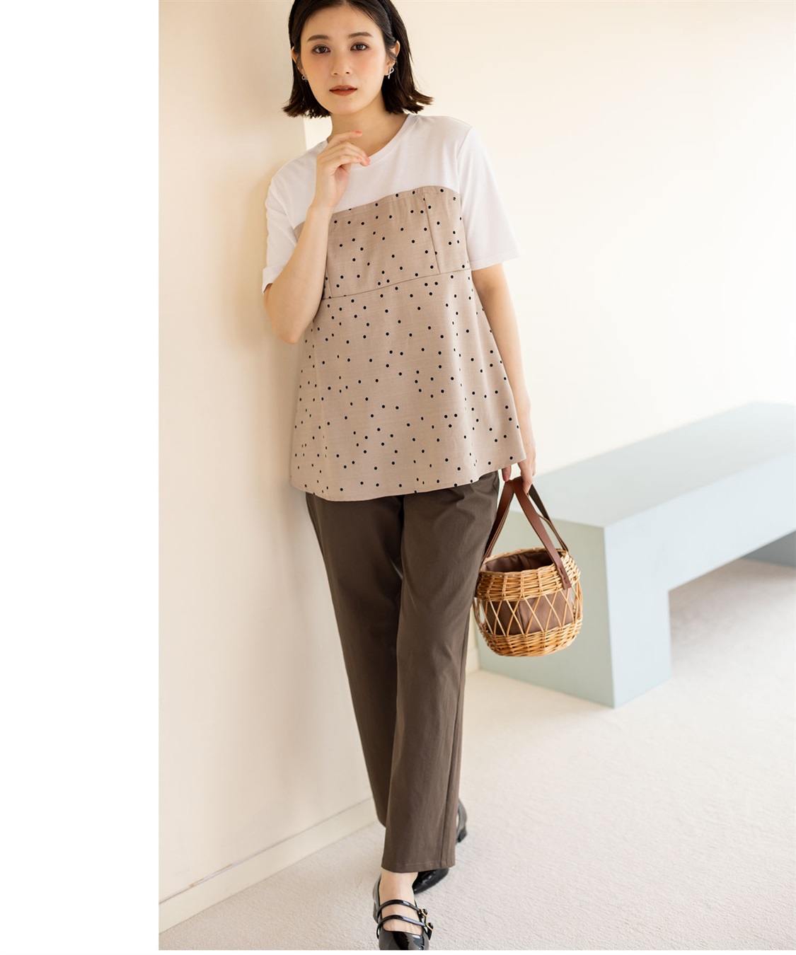 Petit Honfleur ビスチェレイヤード風Tシャツ【接触冷感・UVカット・オーガニックコットンブレンド】_sub_9