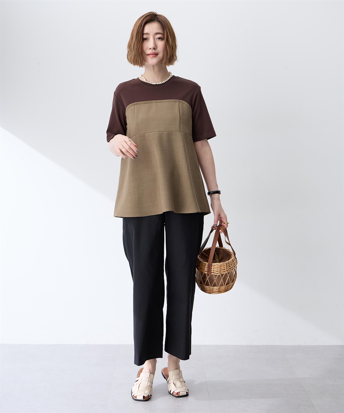 Petit Honfleur ビスチェレイヤード風Tシャツ【接触冷感・UVカット・オーガニックコットンブレンド】_sub_11