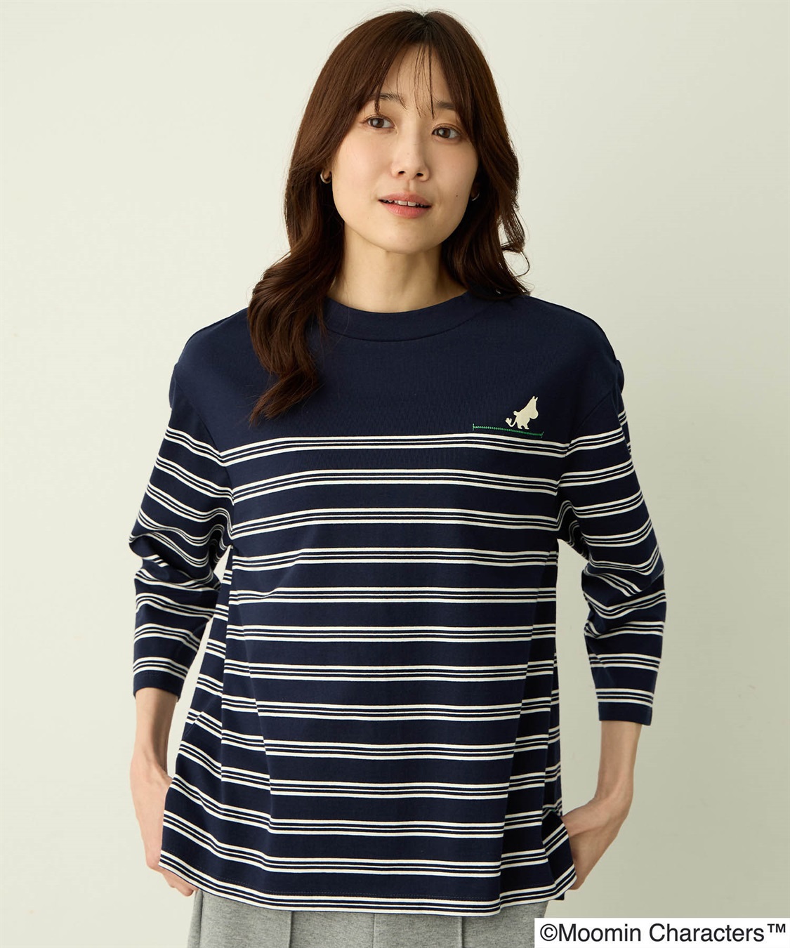 Petit Honfleur 【ムーミン】パネルボーダー刺しゅうステッチTシャツ_sub_1
