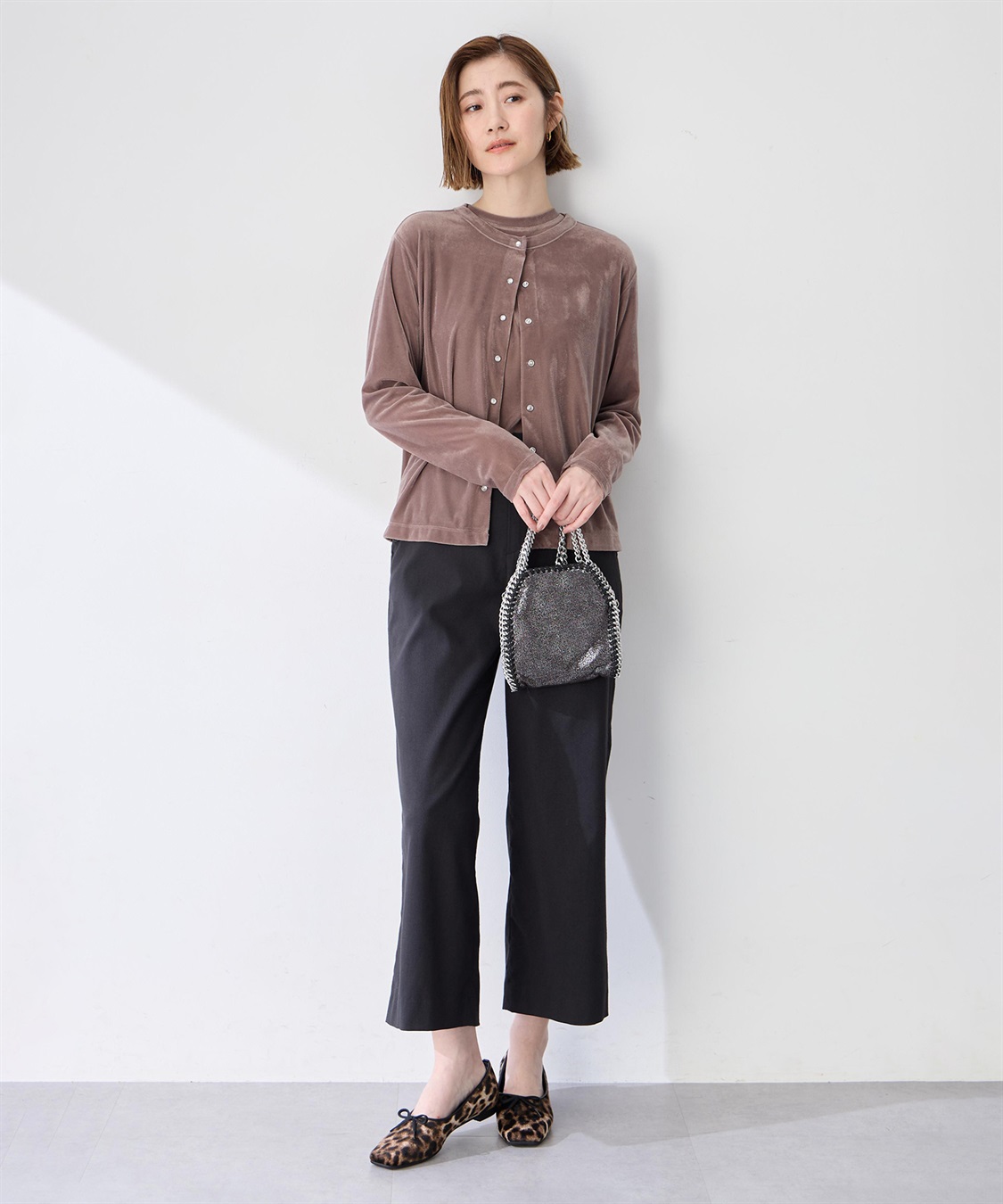 Petit Honfleur 【アンサンブル2点セット】ベロアクルーネックカーディガン＆ベロア5分袖Tシャツ_sub_13