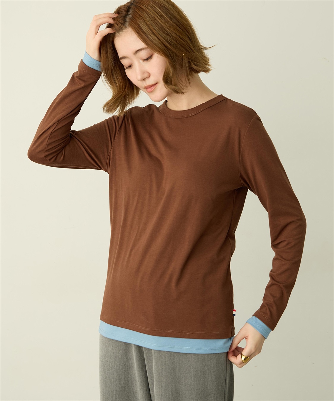Petit Honfleur レイヤード風配色ロングスリーブTシャツ_sub_2