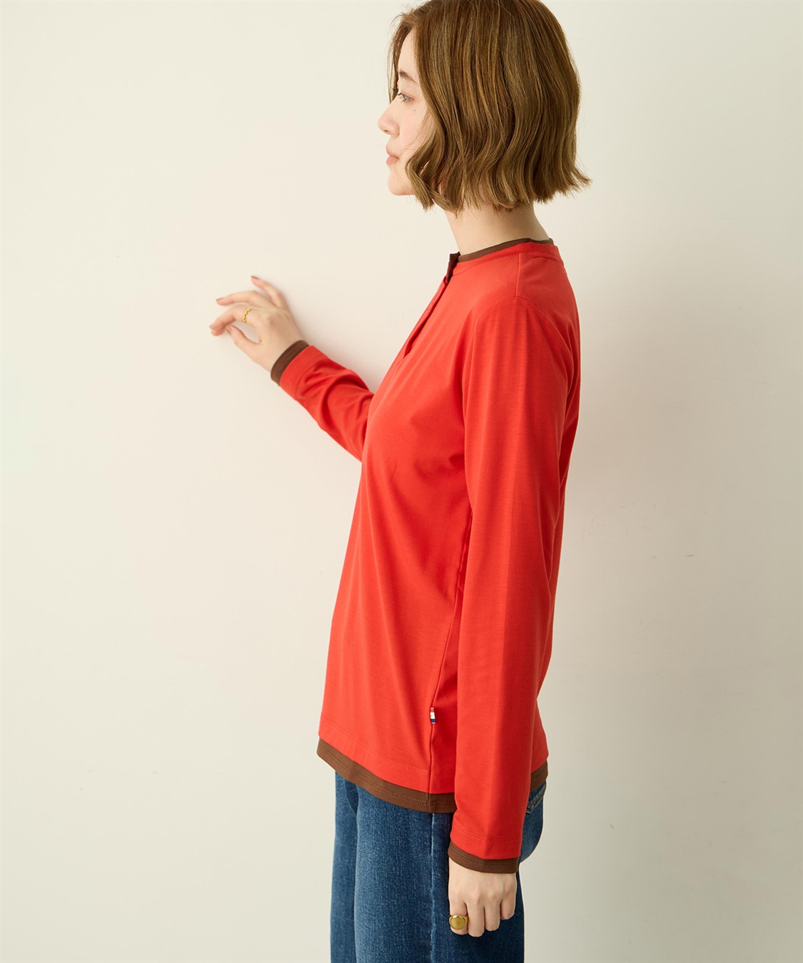 Petit Honfleur ヘンリーネックレイヤード風ロングTシャツ_sub_4