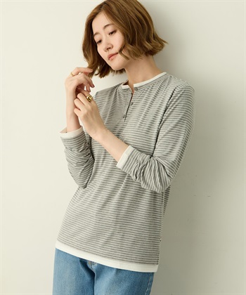 Petit Honfleur ヘンリーネックレイヤード風ロングTシャツ_subthumb_6