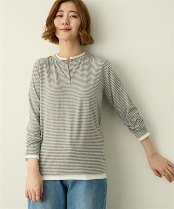 Petit Honfleur ヘンリーネックレイヤード風ロングTシャツ_subthumb_7