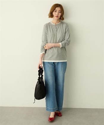 Petit Honfleur ヘンリーネックレイヤード風ロングTシャツ_subthumb_8