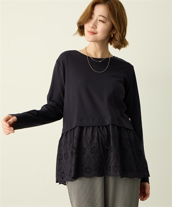 Petit Honfleur 裾切替レイヤードロングスリーブTシャツ【ドット・レース】_subthumb_7