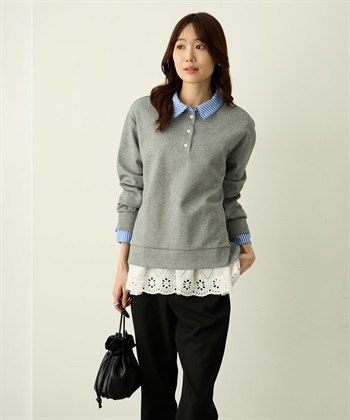 Petit Honfleur 裾切替レイヤードロングスリーブTシャツ【ドット・レース】_subthumb_11