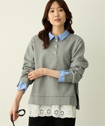 Petit Honfleur 裾切替レイヤードロングスリーブTシャツ【ドット・レース】_subthumb_12