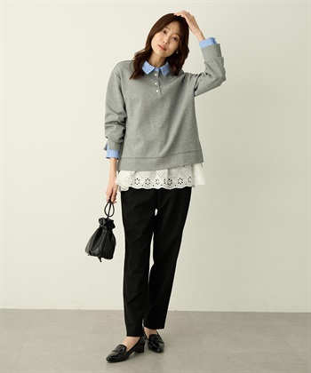 Petit Honfleur 裾切替レイヤードロングスリーブTシャツ【ドット・レース】_subthumb_14