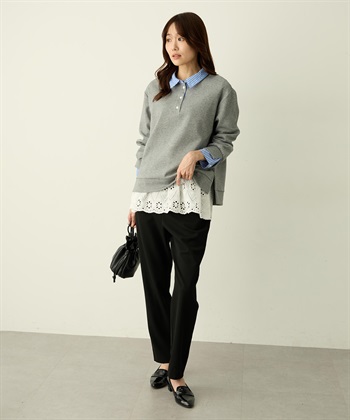 Petit Honfleur 裾切替レイヤードロングスリーブTシャツ【ドット・レース】_subthumb_15