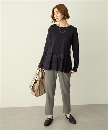 Petit Honfleur 裾切替レイヤードロングスリーブTシャツ【ドット・レース】_subthumb_19