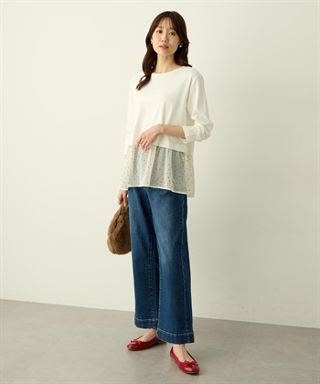 Petit Honfleur 裾切替レイヤードロングスリーブTシャツ【ドット・レース】_subthumb_23
