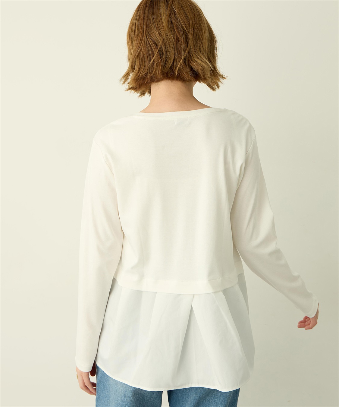 Petit Honfleur タックレイヤードロングスリーブTシャツ【無地・ストライプ】_sub_6