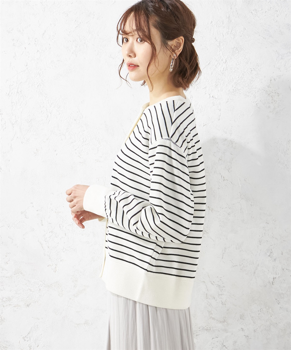 Petit Honfleur Wフェイススナップカーディガン_sub_1