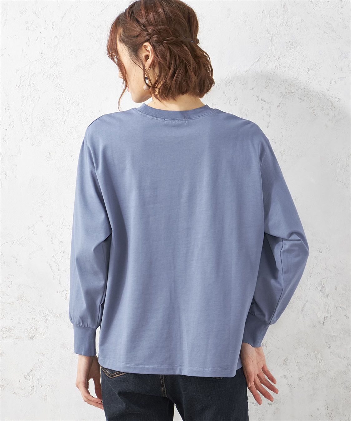 Petit Honfleur オーガニックコットンモックネック長袖Tシャツ_sub_2