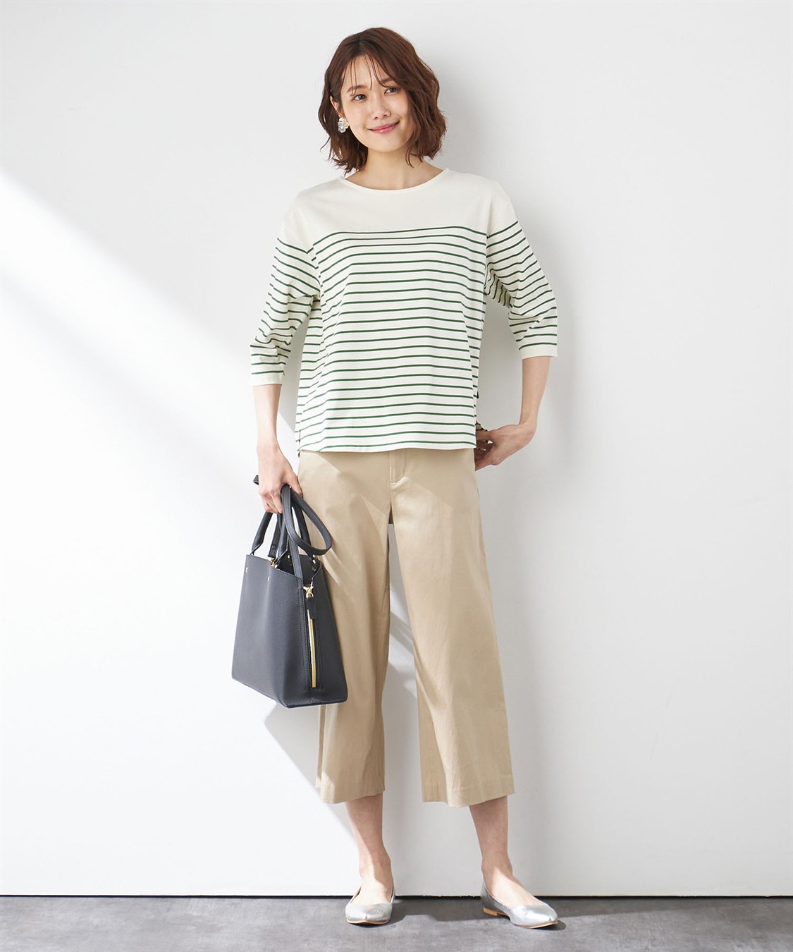 Petit Honfleur オーガニックコットンパネルボーダーTシャツ_sub_7