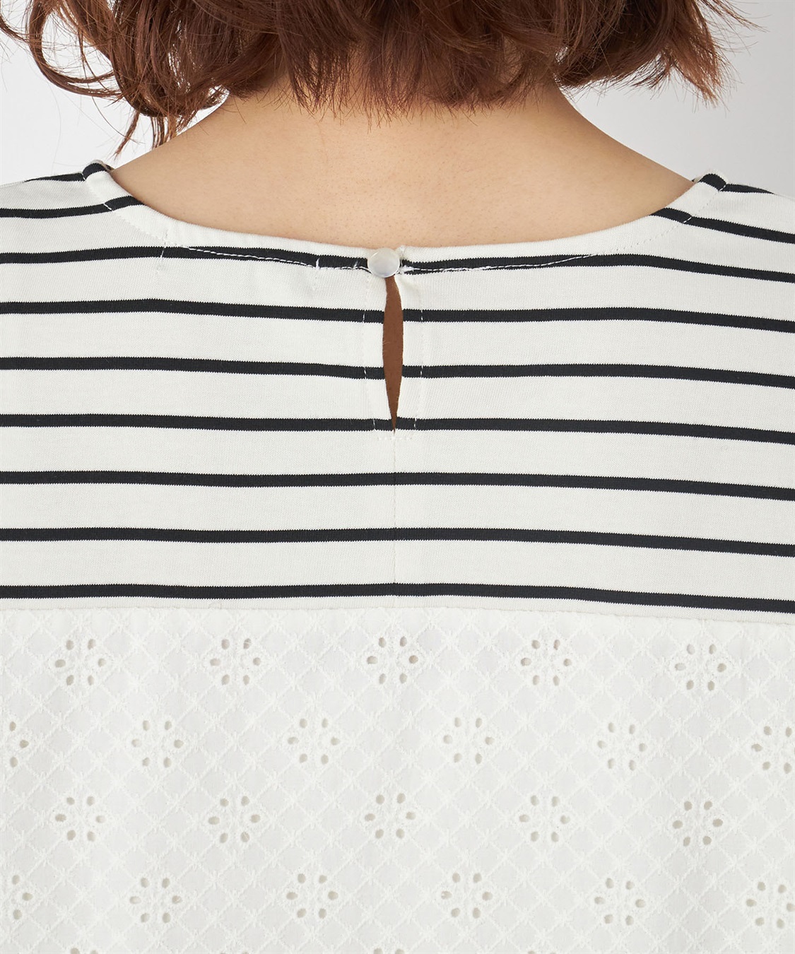 Petit Honfleur オーガニックコットンレース切替ボーダープルオーバー_sub_4