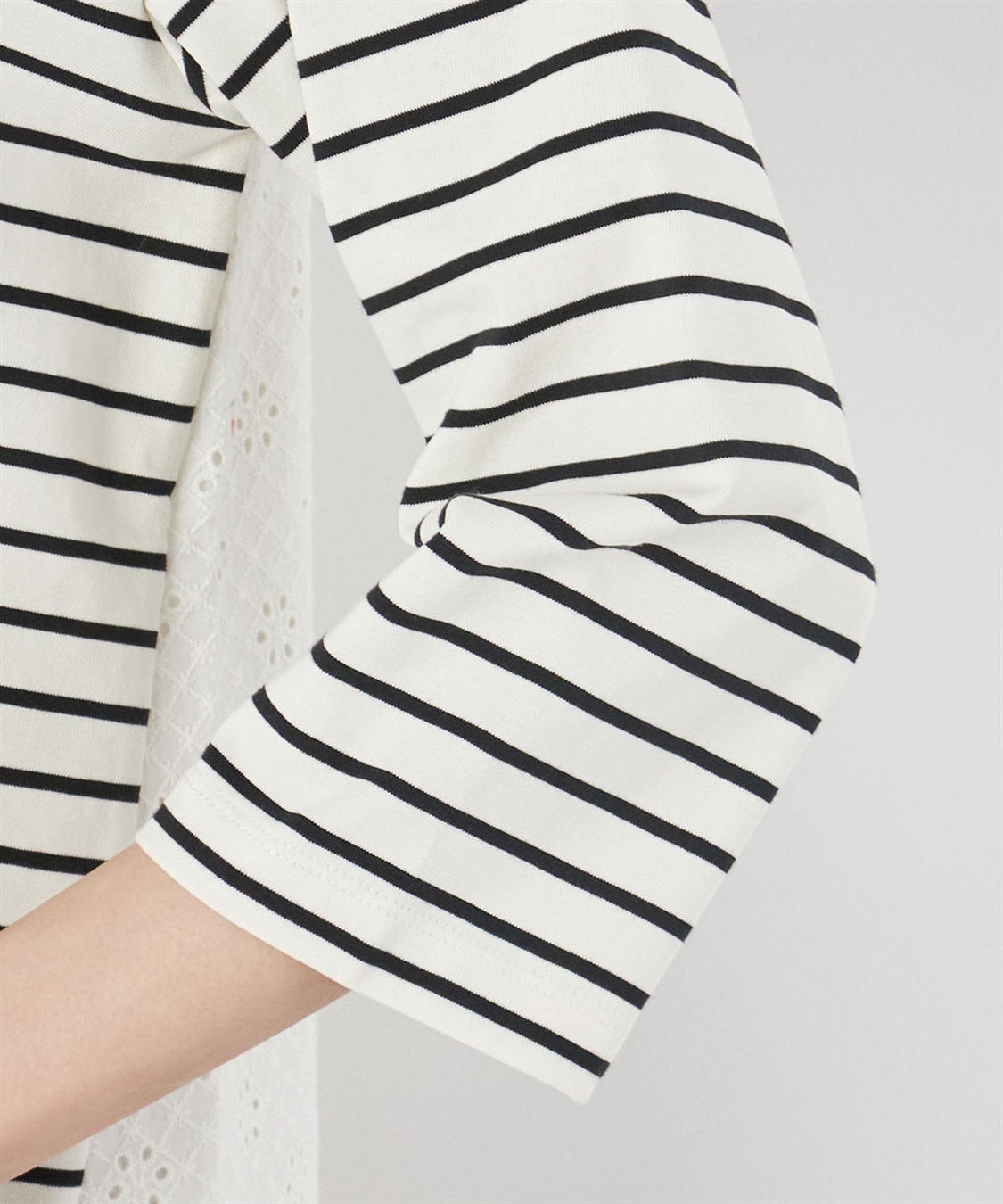 Petit Honfleur オーガニックコットンレース切替ボーダープルオーバー_sub_5