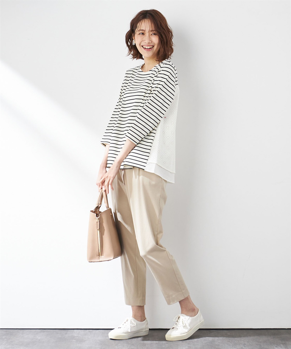 Petit Honfleur オーガニックコットンレース切替ボーダープルオーバー_sub_9