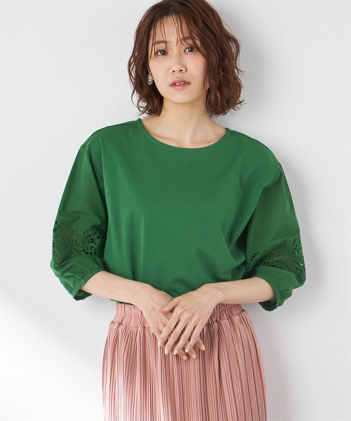 Petit Honfleur オーガニックコットン刺しゅうスリーブゆるシルエットプルオーバー_sub_1