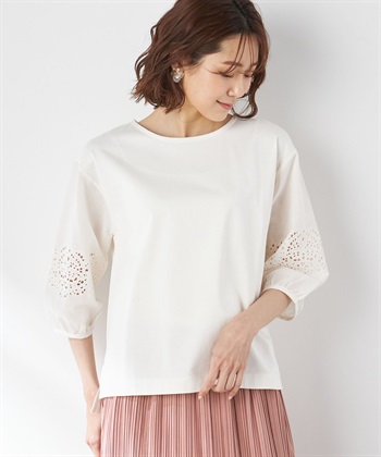 Petit Honfleur オーガニックコットン刺しゅうスリーブゆるシルエットプルオーバー_subthumb_9