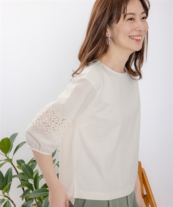 Petit Honfleur オーガニックコットン刺しゅうスリーブゆるシルエットプルオーバー_subthumb_11