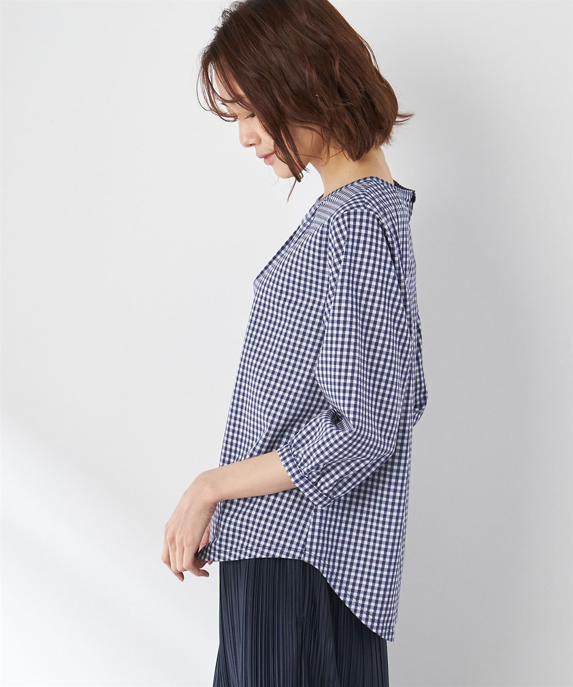 Petit Honfleur クーラータッチトリコットギンガムチェックプルオーバー_sub_2