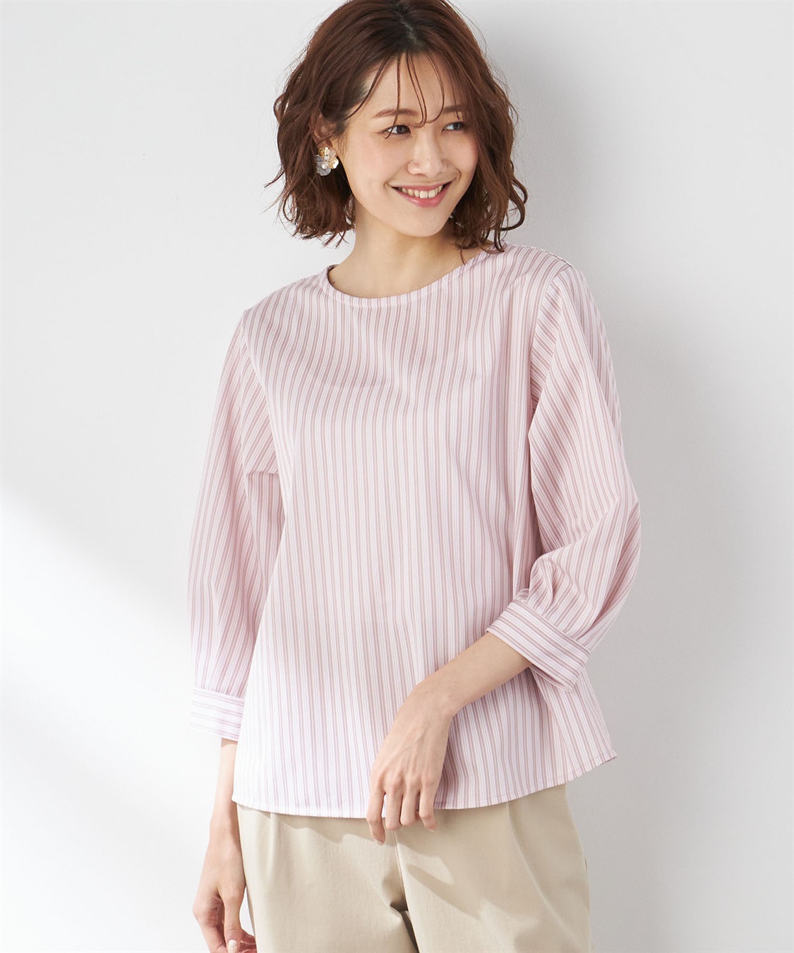 Petit Honfleur クーラータッチトリコットストライププルオーバー_sub_10