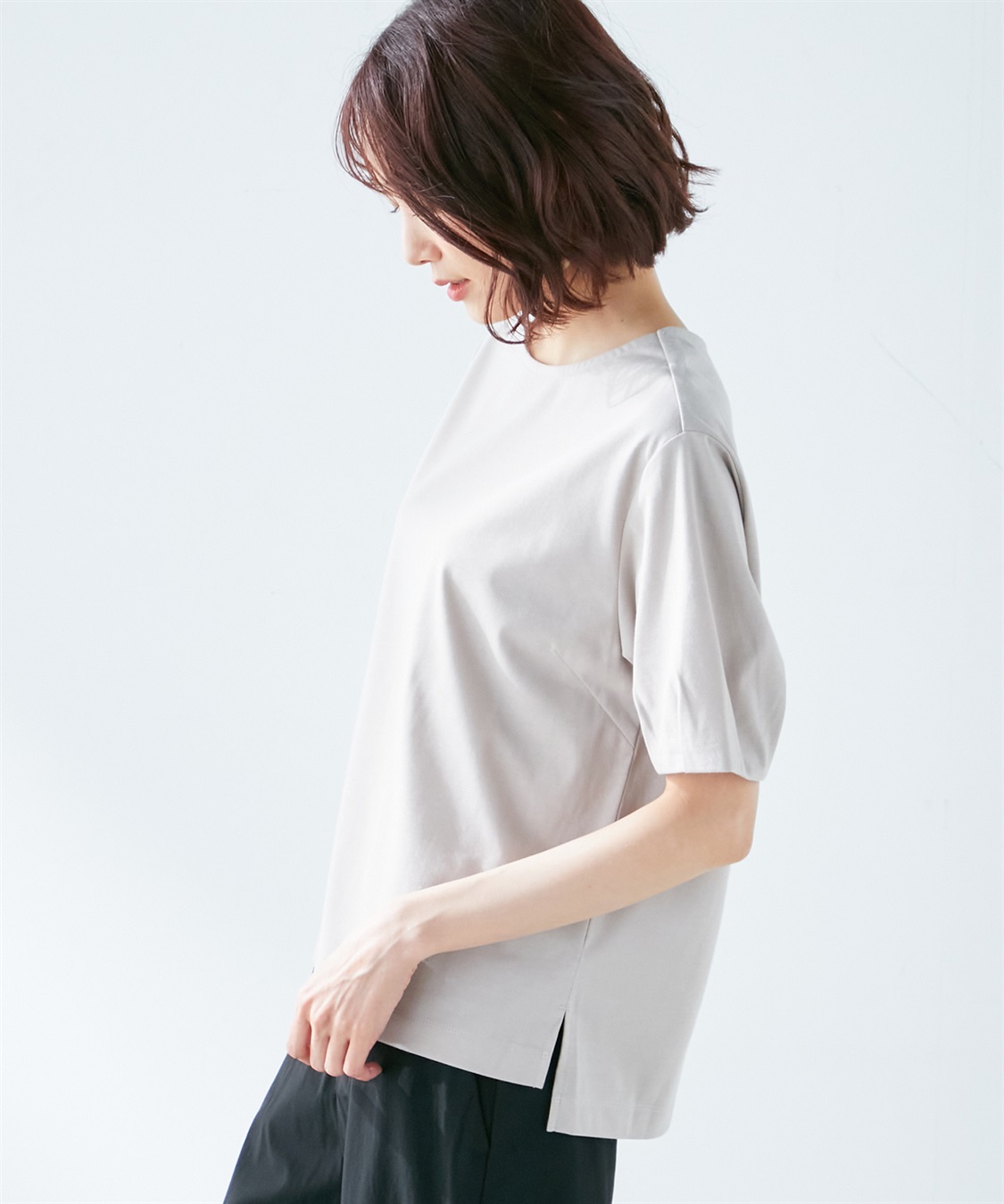 Petit Honfleur 【接触冷感・汗染み防止】ハーフスリーブタックプルオーバー_sub_1