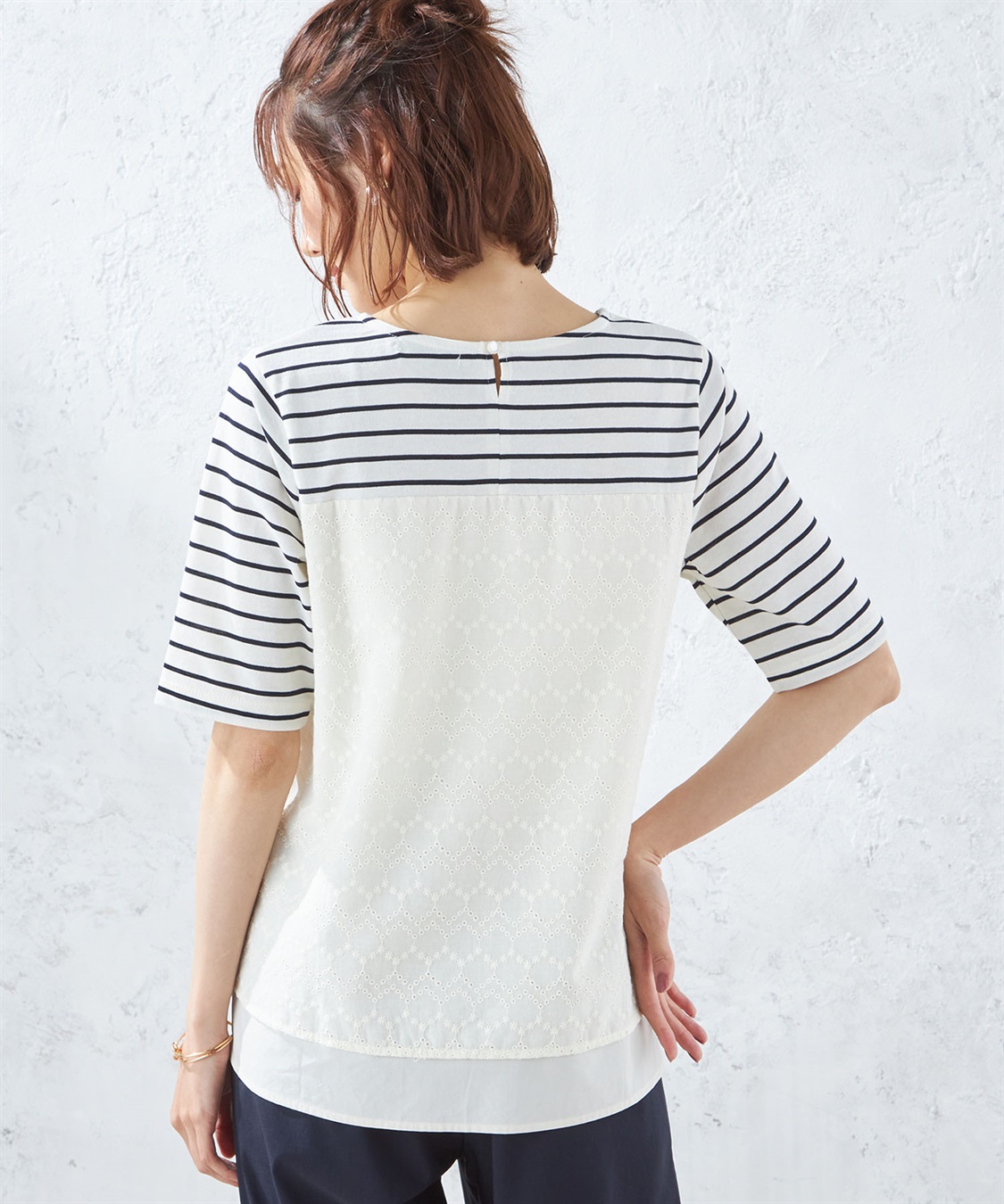 Petit Honfleur レース切替ボーダープルオーバー_sub_2