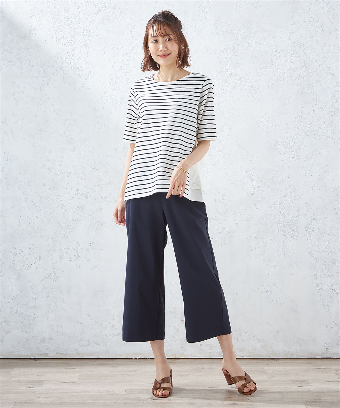 Petit Honfleur レース切替ボーダープルオーバー_sub_8